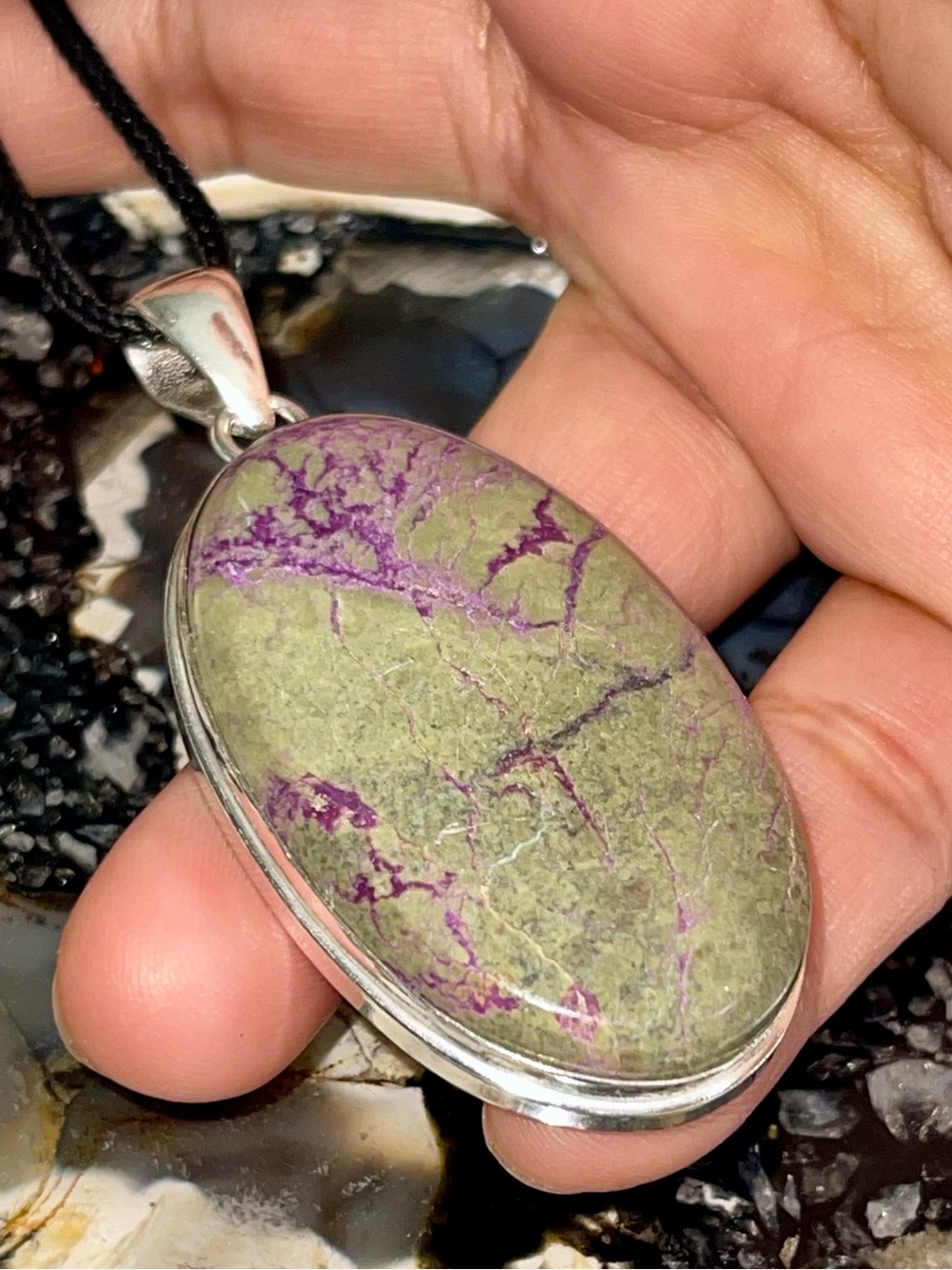 “Peace of Mind Stone” Purpurite Crystal Pendant 2 1/2”